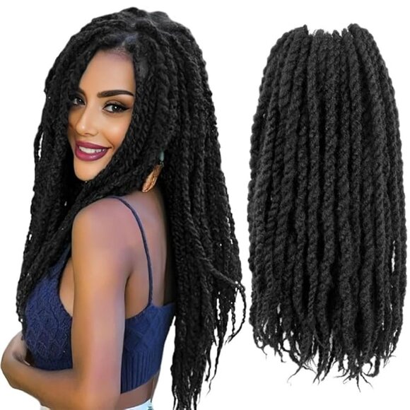 1B Braided Marley Twist Hair 18 Inch 7 Packs Pre-looped w/ Crochet Needle - Picture 1 of 5